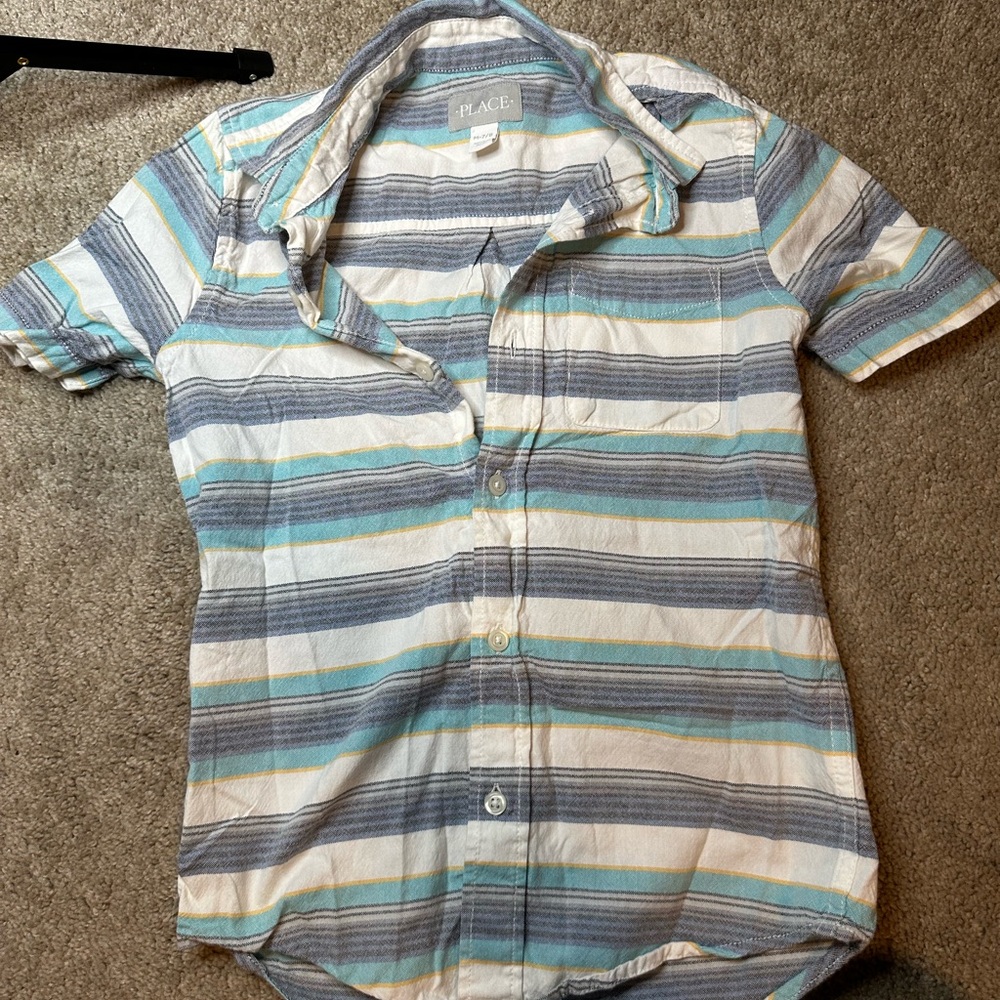 Children’s Place Boys Striped Short Sleeve Button-up Polo